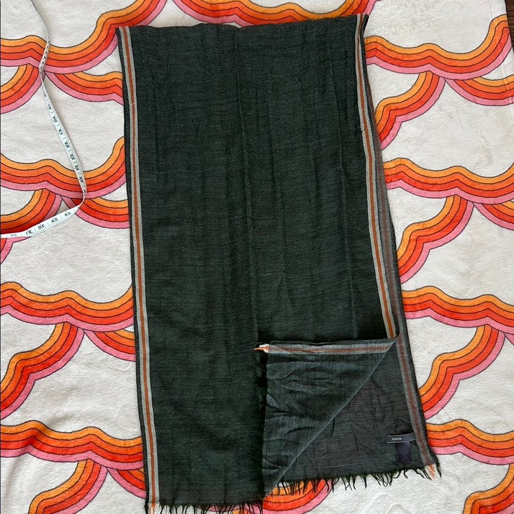 Vince Gray Scarf with Striped Detail